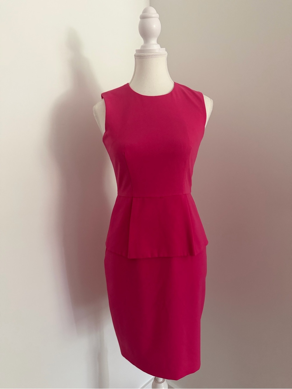 Calvin Klein Sleeveless Peplum Sheath Dress in Fuchsia Pink